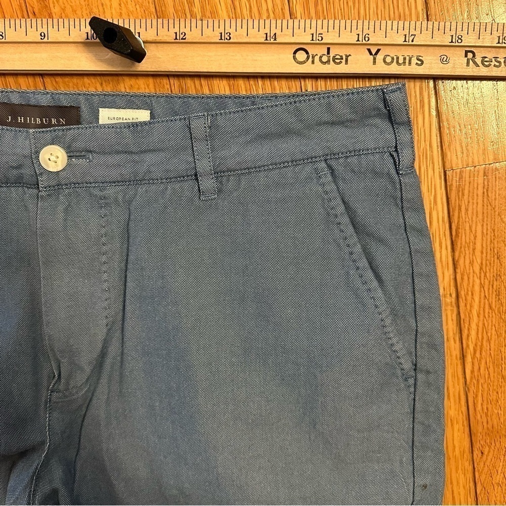 J Hilburn Oxford Shorts European Fit Men’s Sz 34 Chambray Blue 7.5” inseam - Picture 5 of 9